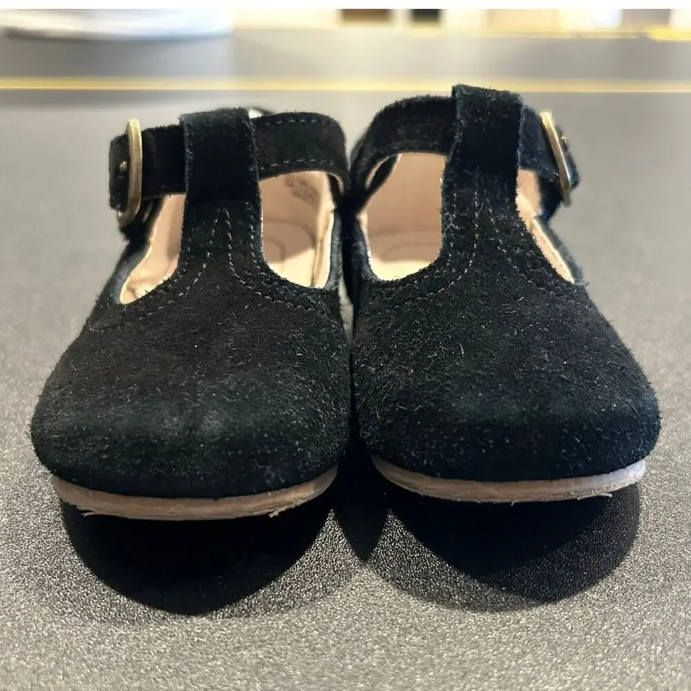 Kiderence Black T Strap Mary Jane Shoes Suede Feel Toddler Size 5C
